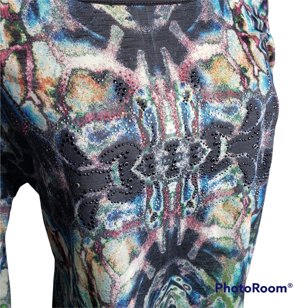 Embellished scoopneck top NWT keyhole back with chain Goth Witchy ♡